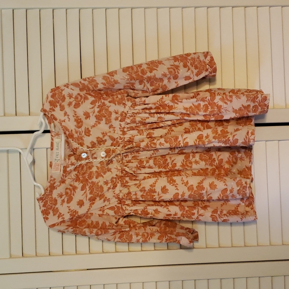 Flower print tunic blouse